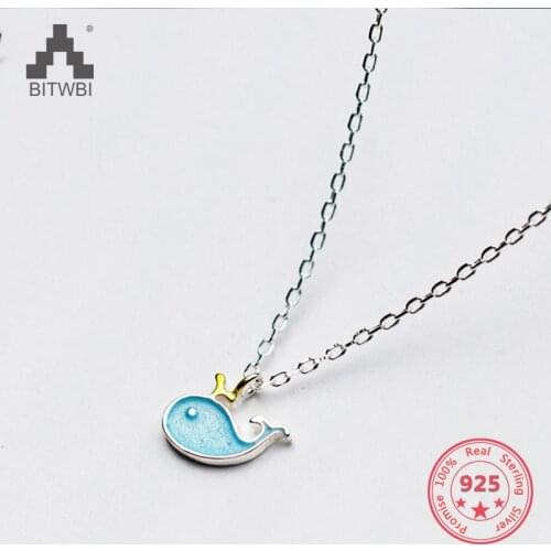 Silver 925 Jewelery Fashion Cute Sweet Blue Dolphins Pendants Adjustable Necklace For Women