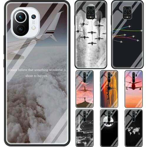 Aircraft Airplane fly travel Glass Phone Case for Xiaomi Redmi Note 9S 8 Mi Poco X3 NFC 9 7 10T 8T 10 Lite 9T Pro 5G 9C Cover
