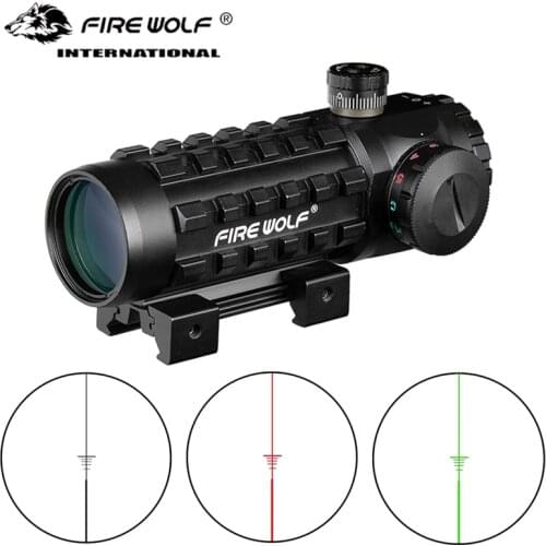 Fire Wolf Tactical Hunting Optical Rifle Scope 3X28 Green Red Dot Cross Scope Universal 11/20mm Railway Rifle Holographic Scope