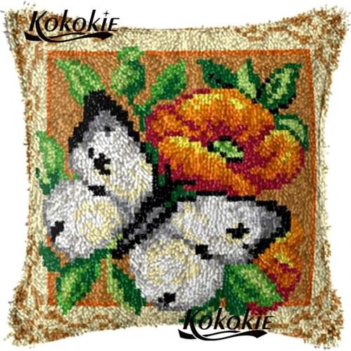 Crocheting Rug Yarn embroider Needlework kits butterfly modern colorful carpet cross stitch Threads embroidery Latch Hook pillow
