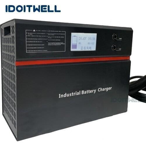 LCD display Intelligent 24V battery charger 24V 200A Custom High Power fast Automatic 24 volt batteries charger with PFC