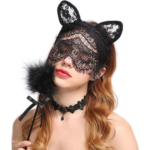 Gothic Lace Rabbit Ear Veil Headbands Hair Accessories For Women Punk Girls Black Eye Mask Halloween Party Accessoris Carnival