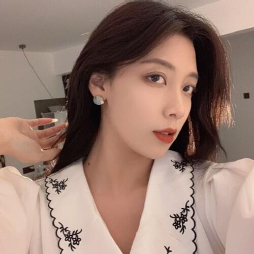 925 Silver Needle Korean Retro Sun Moon Stud Earrings Female Temperament Asymmetrical Earrings Geometric Circle Love Earrings