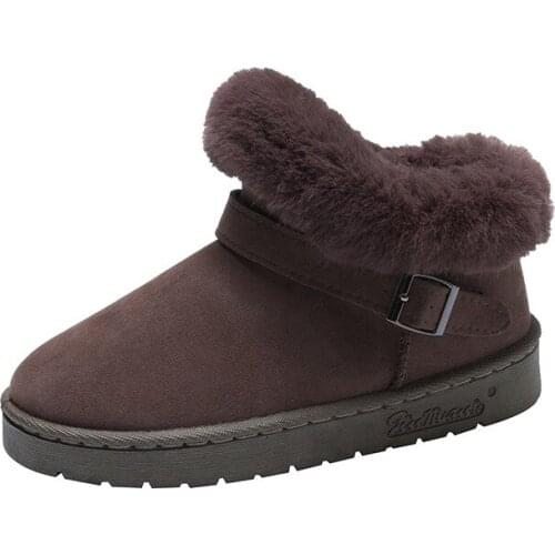 Mudibear Snow Boots Womens Winter Wear Fashion Velvet Padded Cotton Shoes Thick Bottom Terry Oblique Short Tube Lazy Set Foot