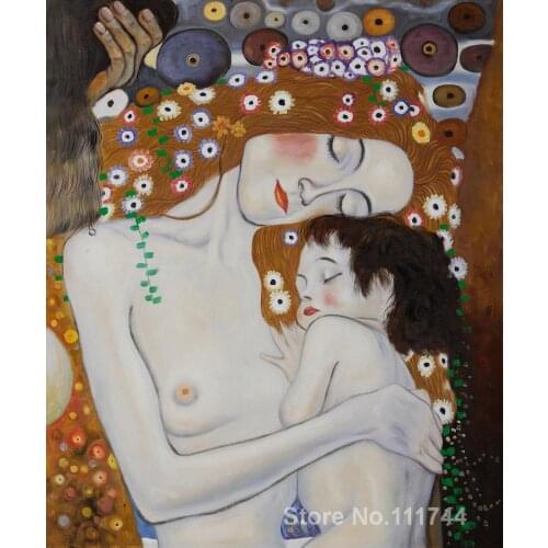 Gold Paintings for wall in bedroom Le tre eta della donna by Gustav Klimt home art High quality Hand painted