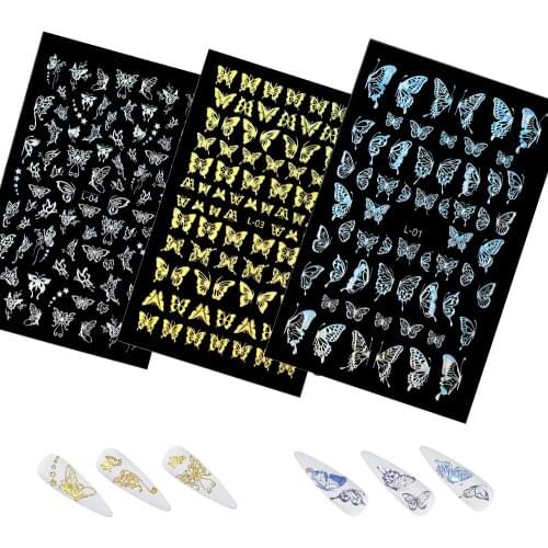 1Pcs Multi-style Butterfly Sticker Gold Silver Colorful NailArt Decals For DIY Resin Craft Jewelry Making Epoxy Resin Filling