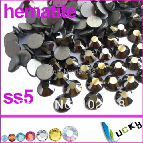 1440pcs/bag SS5 1.7-1.8mm Hematite Flatback non hotfix rhinestone nailart strass crystal beads For DIY phone decorations