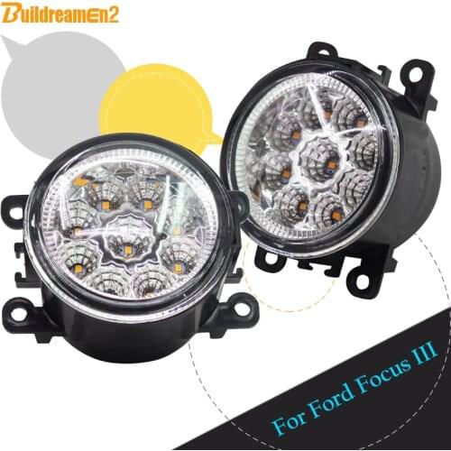 Buildreamen2 For Ford Focus III Car Front Fog Light LED Light Lamp Daytime Running Light DRL 12V DC White Yellow Blue 2 Pieces