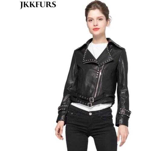 2019 New Genuine Sheepskin Leather Jacket Womens Fashion Coat Short Slim Style High Quality Outerwear S9030