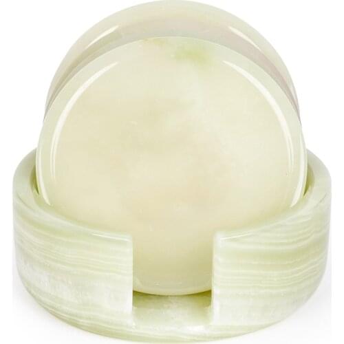 4 Pcs/Set Natural Stones Hot Coaster Jade Quartz Cup Pad Slip Insulation Pad Cup Mat Pad Hot Drink Holder