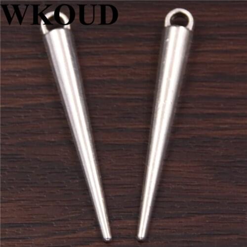 WKOUD 6pcs Silver Color Metal Pin Spikes Charms Metal Bracelet Necklace Jewelry Findings A239