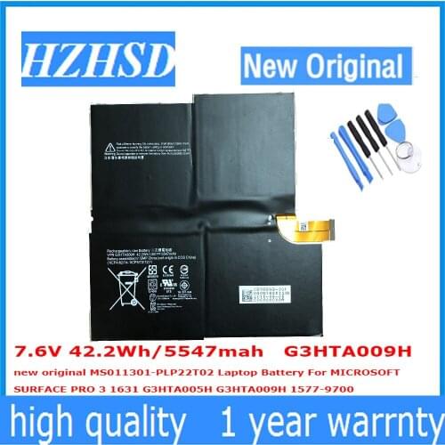 7.6V 42.2Wh/5547mah G3HTA009H new original MS011301-PLP22T02 Laptop Battery For MICROSOFT SURFACE PRO 3 1631 G3HTA005H G3HT