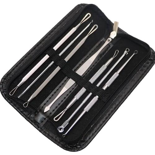 7pcs Black Head Acne Needle Remover Pimple Blemish Extractor Stainless Steel Remover Needles Acne Extractor Spot Cleaning Tool