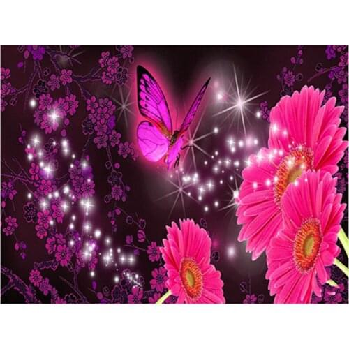 5D Diy Diamond Painting Flowers 3D Diamond Embroidery Safflower Butterflies And Flowers Set For Embroidery Stitch For Needlework
