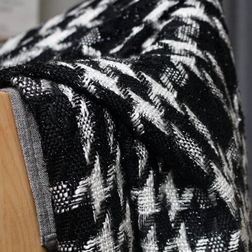 White Waxberry France Plaid Fil-Lumiere Tweed Fabrics Garment Materials Autumn Jacket Sewing Cloth Tailor Textil Freeshipping