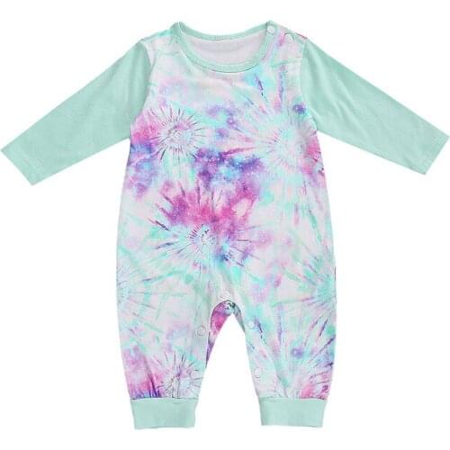 0-24M Newborn Kid baby Girl Clothes Tie Dye Gradient Romper Long Sleeve Print Jumpsuit Elegant Cute Sweet Autumn Fashion Outfit