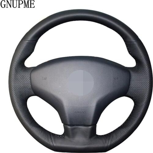 DIYHand-stitched Black Artificial Leather Car Steering Wheel Covers Wrap for Citroen Elysee C-Elysee 2014 New Elysee Peugeot 301