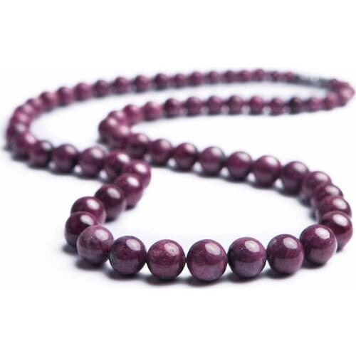 5-12mm Genuine Rose Red Natural Ruby Gemstone Crystal Round Bead Long Chain Necklaces Women Female