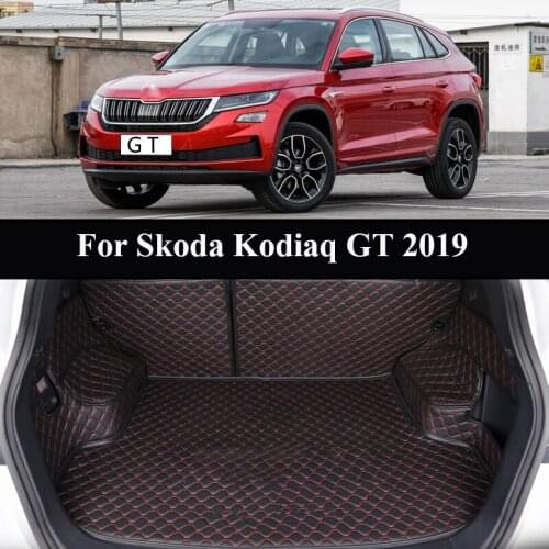For Skoda Kodiaq GT 2019 2020 Accessories Leather Car Trunk Mat Cargo Liner Carpet Guard Protector All Inclusive Car Accessories