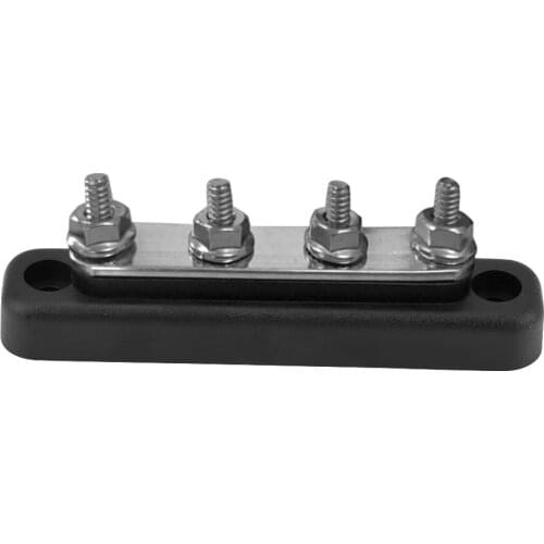 4 Studs Bus Bar Electric Terminal Junction Block 100A AC 300V DC 48V Busbar For Trucks/Caravans/Buses/Boats(Silver + Black)
