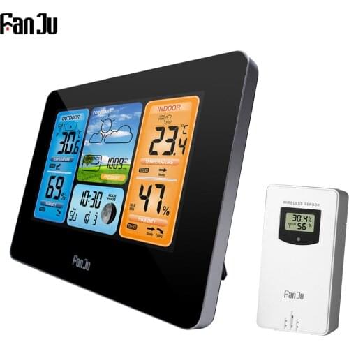 FanJu FJ3373 Professional Digital Indoor Outdoor Barometer Thermometer Hygrometer Weather Station LCD Alarm Clock