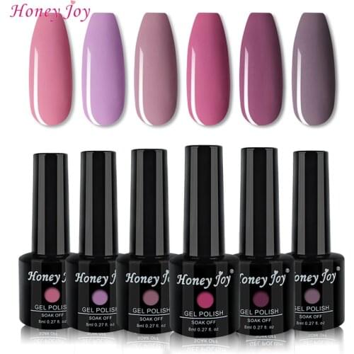 8ml Hot Summer Pink Purple Warm Color Gel Nail Polish Kit Set Soak Off UV LED Gel Nail Lacquer Nail Art Manicure Pedicure Gel-D