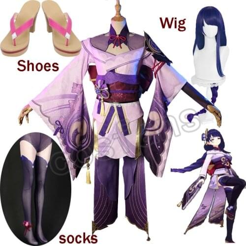 Game Genshin Impact Raiden Shogun Cosplay Costume Raiden Shogun Cosplay Costume Sexy Women Uniform Dress Belt Shogun Shoes