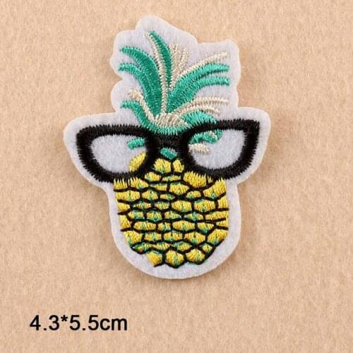 Cartoon Pineapple With Glasses Flower Sun Bee Iron On Embroidered Clothes Patches For Clothing Stickers Garment Wholesale