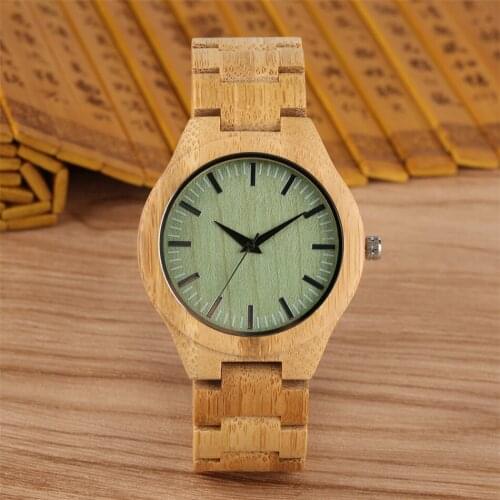 Minimalist Black Scale Analog Dial Wooden Timepiece Quartz Wood Bangle Men Wristwatch Real Bamboo Natural Bracelet Male Clock