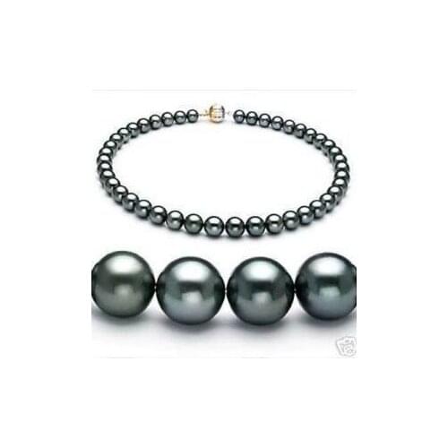 Charming TAHITIAN black 8MM AKOYA shell PEARL NECKLACE Fashion Free shipping