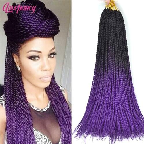 Ombre Synthetic Braiding Hair 24Inches Senegal Twist Braid Crochet Braids 3 Tone Ombre Hair Extensions Black Pink Blue Red Grey