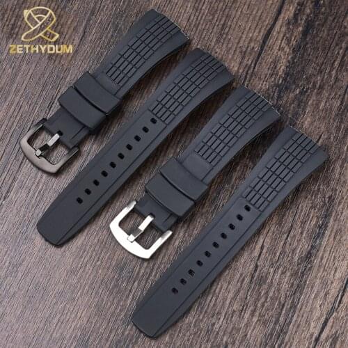 Watch Band For Seiko SRH 006 013 SPC007 Watchband High Quality Men Waterproof Rubber 26mm Black Silicone With