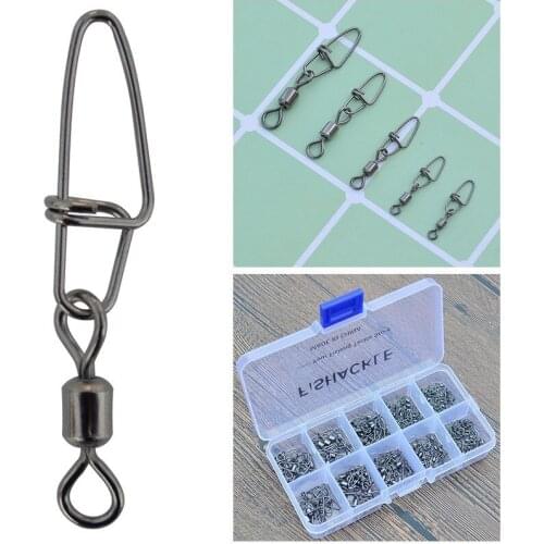 Fishing Swivel with Snap 150pcs/set Rolling Fishing Swivels with Insurance Snaps Stainless Steel Fishing Clips Connector Tackle