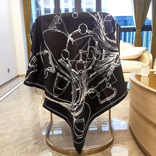 Harness Print 100% Head Silk Scarf for Hair Wrapping Women Large Square Silk Wraps Shawl Foulard 35"