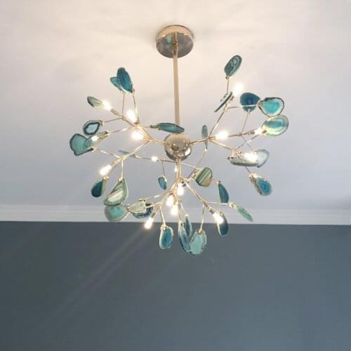 Modern Firefly Chandelier Lighting With Agate Decoration Branch Chandelier Lamp Bedroom/Living Room/Bedroom Suspension