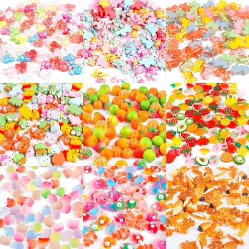 New 20/50pcs Mixed Color Cute Cartoon Character Shape Resin Nail Art Decorations DIY Phone Case Hairclip Jewels Accessories