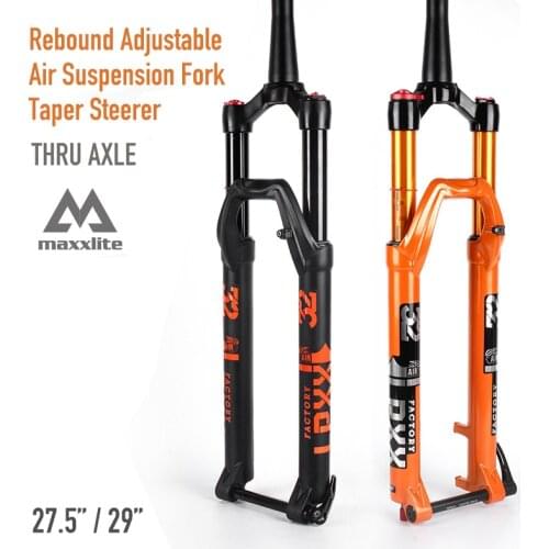MTB Bike 27.5/29 Inch Air Suspension Fork Thru Axle 100x15mm Rebound Damping Adjustable Black Orange Bicycle Shock Absrober