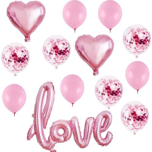 Love Letter Foil Balloons Valentines Day Photo Props For Anniversary Wedding Heart Shape Valentines Decoration