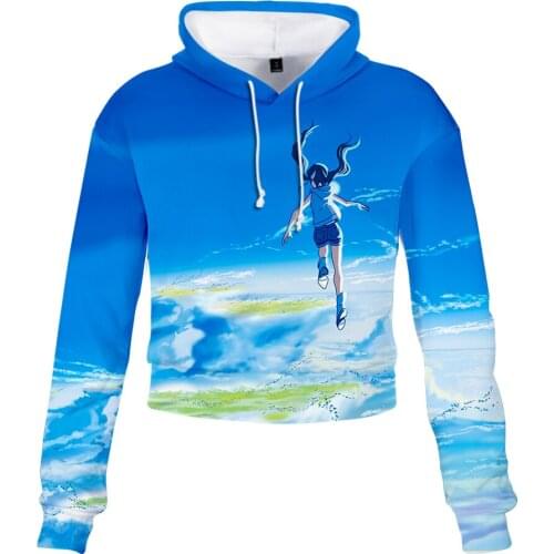 Hot Short Sexy Cropped Hooded Sweatshirt Women Long-sleeved Raper Son of the weather Print Hoodies Womens Tops Tide Streetwear