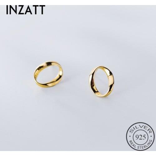 INZATT Real 925 Sterling Silver Irregular Geometric Round Stud Earrings For Fashion Women Party OL Fine Jewelry 2019 Gift