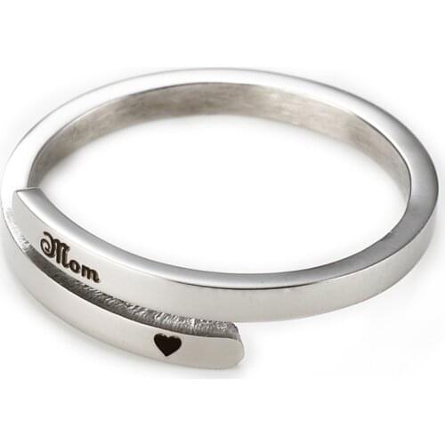 Custom Engrave Promise Ring for Women Personalized Stainless Steel Open Two Name Initial Ring Gifts