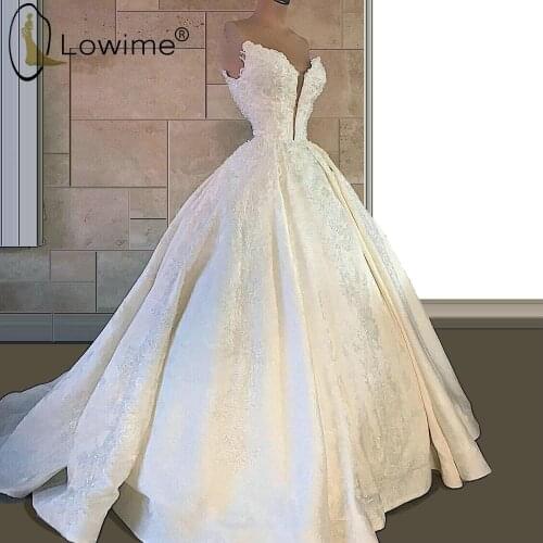 Elegant Ivory V Neck Wedding Dresses 2020 A Line Applique Sweep Train Bridal Gowns Custom Made vestito da sposa