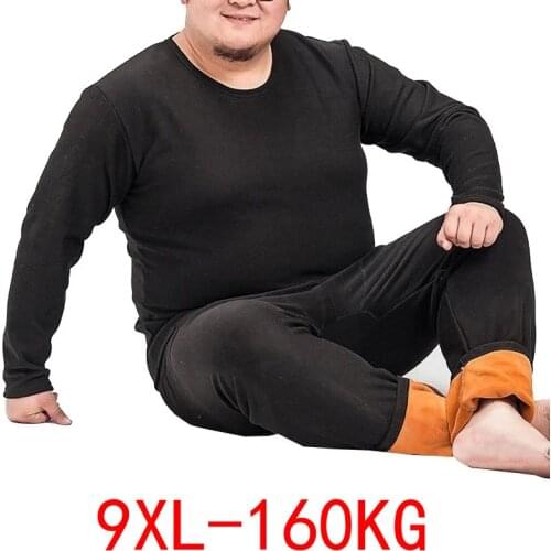 Winter thermal underwear 5XL 6XL 7XL 8XL 9XL Plus size Fleece large size men long johns loose homewear