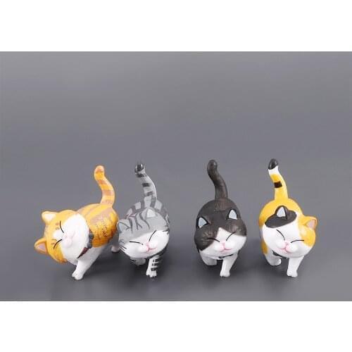 1Pcs Cute Mini PVC Animal Miniatures Japanese Bell Cat Doll Figures Toy Creative Handicraft Ornaments Home Decoration Crafts