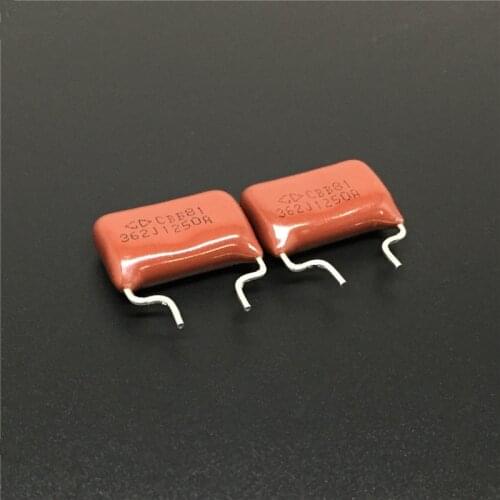 10Pcs/100Pcs/500Pcs CBB capacitor 362 1250V 362J 1.25KV 3600pF 3.6nF P7.5 CBB81 Metallized Polypropylene Film Capacitor