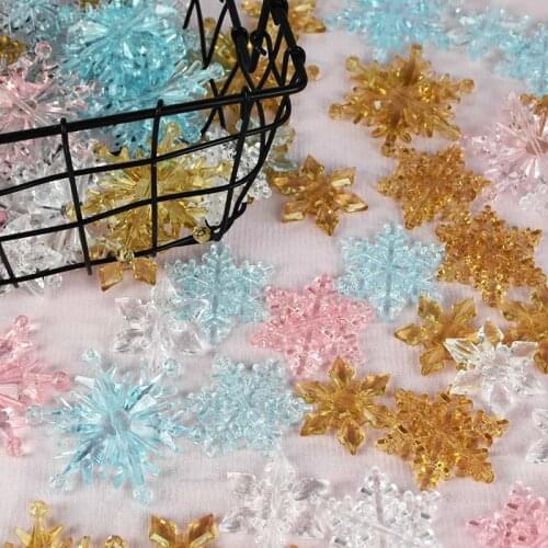 10Pcs Transparent Ice Party Acrylic Christmas Tree Snowflake Hanging Decoration Pendant Navidad Kids Gift Craft Decor