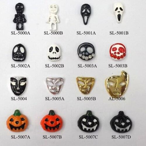 100pcs latest 3d alloy nail art decorations 3D alloy face and Halloween designs