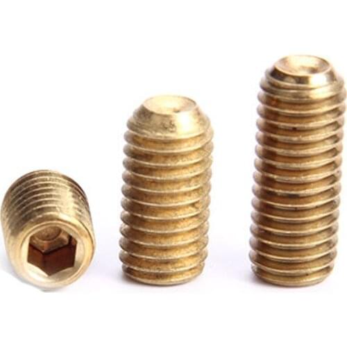 11pcs M5 brass Allen set grups screws hex socket tight top wire bolts brassiness hex socket grup screw bolt 4mm-30mm length