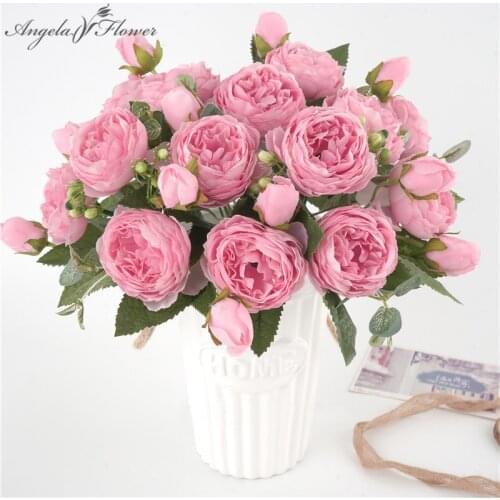 29CM Cheap Artificial Flower Peony Bouquet Home Decor DIY Wedding Flower Arrangement Bridal Bunch Silk Rose Photography Gifts