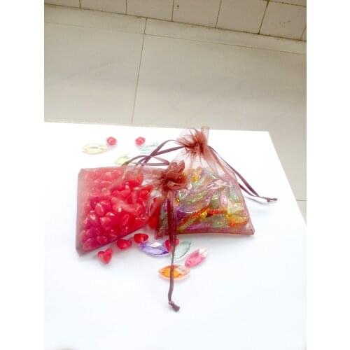 50pcs 15*20 Brown gift bags for jewelry/wedding/christmas/birthday Organza Bags with handles Packaging Yarn bag